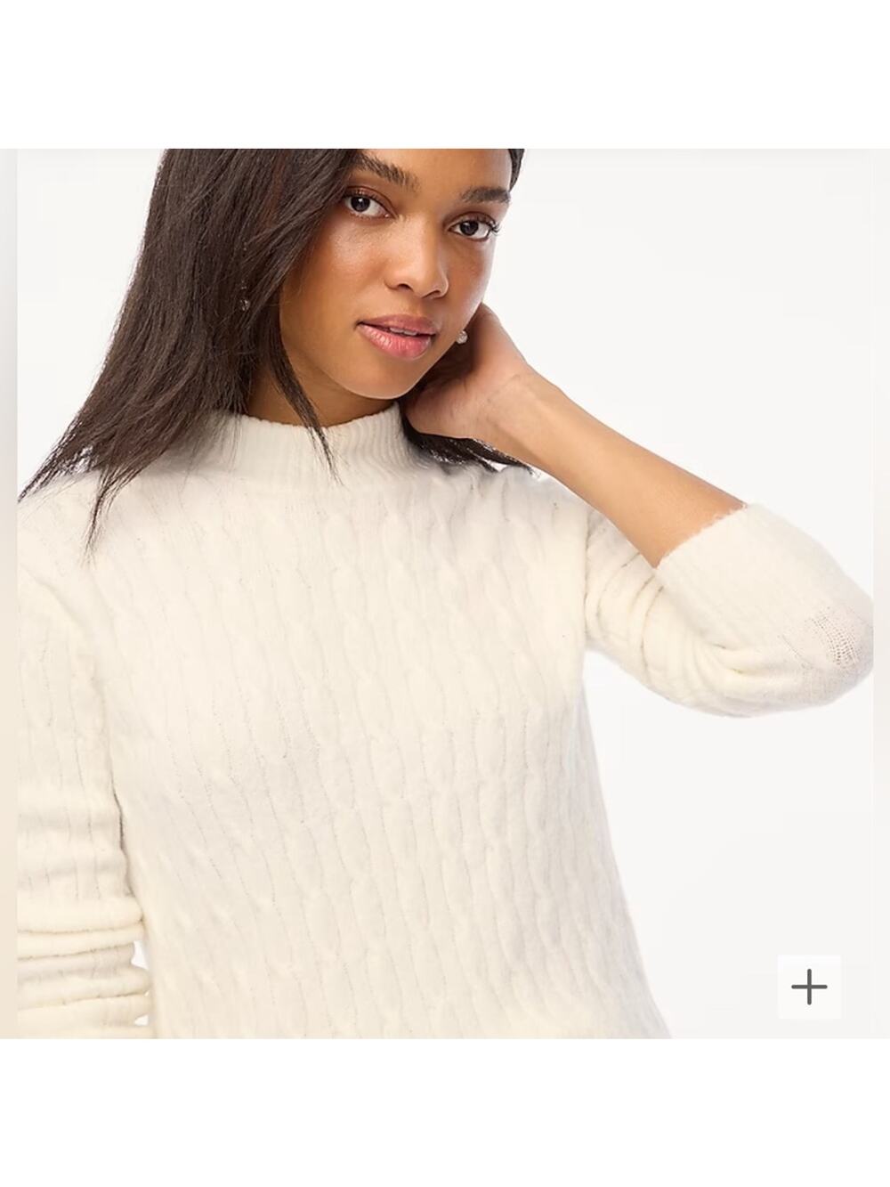 J.Crew Extra Soft Cable Mockneck Cream Sweater, Women’s XXS, NWT